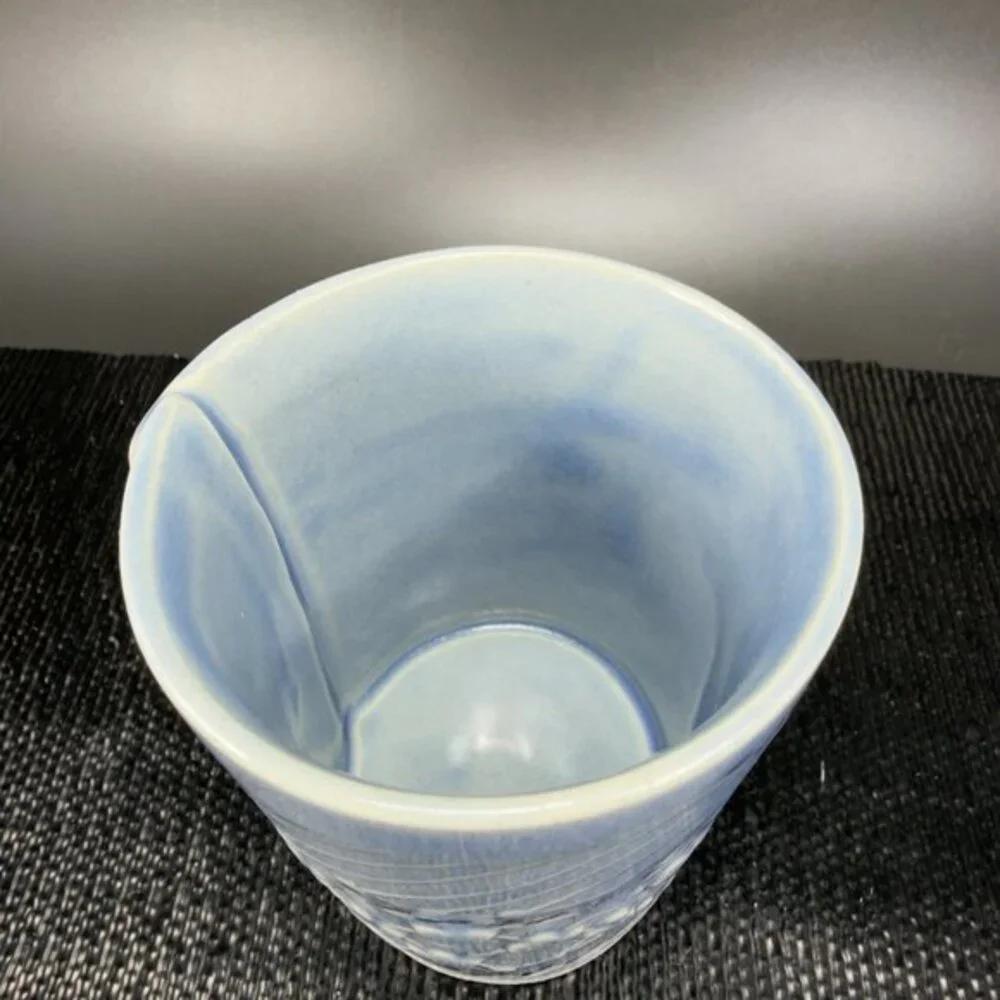 Charan Sachar Knitted Cup w‎ Buttons Small Mug Cup Shot Glass Container Signed